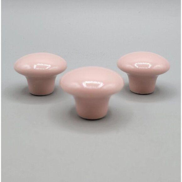 Pink Ceramic Drawer Knobs Set of 3 1.5 Inch Diameter - Picture 1 of 5